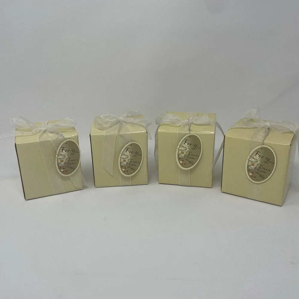 Mini Votive Candle Lanterns Black - Set of‎ 4 with gift boxes, ribbon and candle